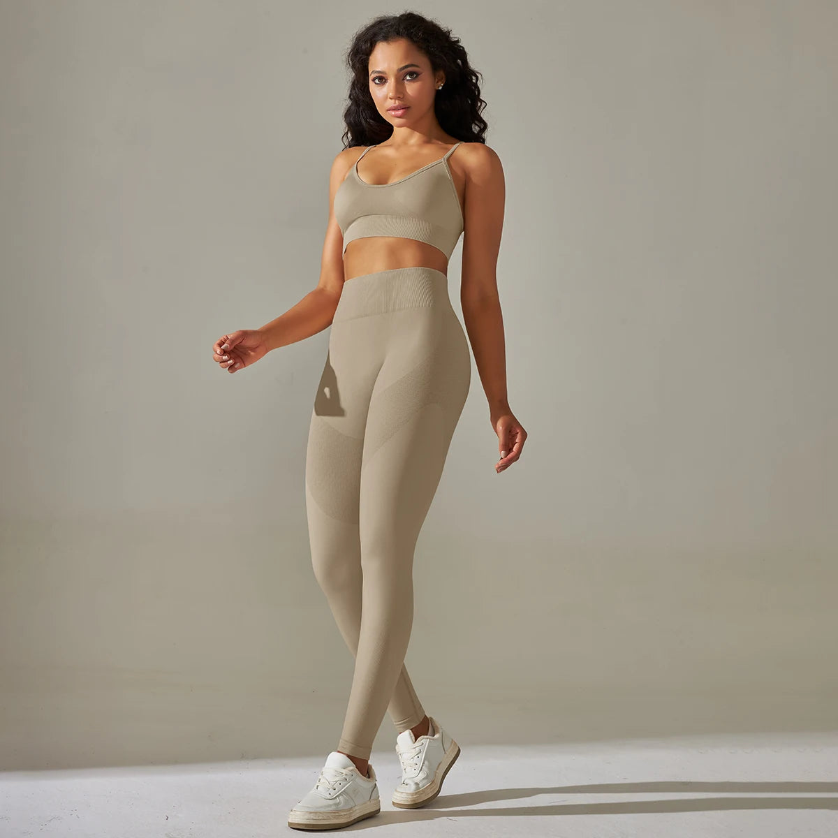 Seamless Yoga Set Camisole Bra Leggings Set Fitness Tracksuit Women Gym Sportswear High Waist Hip Lift Leggings Crop Top Suit