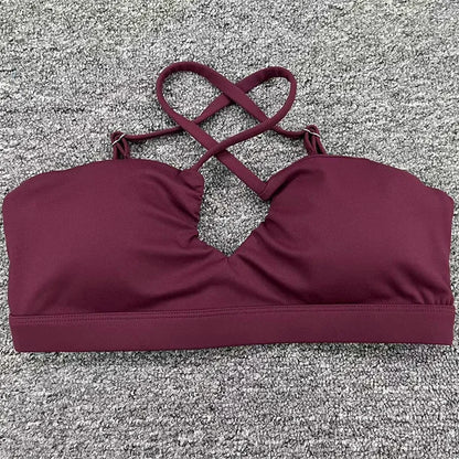 TRY TO BN Fitness Yoga Sports Bras Underwear Cross Beautiful Back Shockproof Vest Athletic Sportswear Tops Running Gym Women New