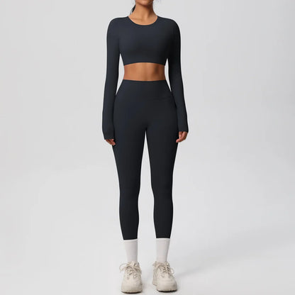 Yoga Suit Women Leggings with Pocketed Quick-Drying Gym Set Women Tracksuit Running Workout Short Sleeves Sports Yoga Clothing