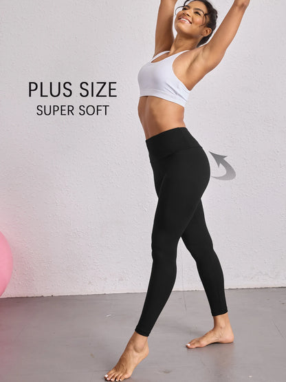 Plus size Women's Super Soft Leggings High Waisted Tummy Control  Workout Yoga Running Athletic Push Up Gym Fitness Leggings