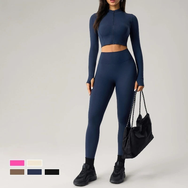 Sean Tsing Women's Cropped Sports Jacket Zipper Long Sleeve Workout Top Tracking Running Yoga Fitness Outwear Outdoor Gym‌ Coats