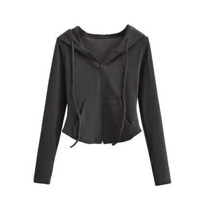 Spicy Girl Style Hooded Cardigan Cropped Zip-Up Jacket Women Autumn Slim Long Sleeve Sweatshirts Female Streetwear Sport Hoodies