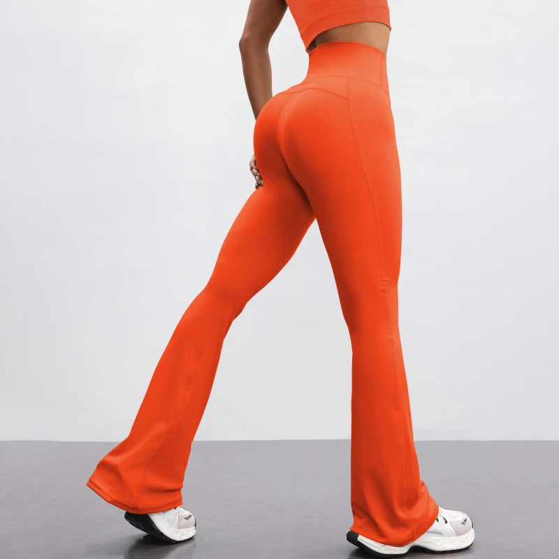 SVEIC Yoga Pants Flare Leggings Sports Fitness High Waisted Leggings Workout Tights Trousers Running Training Gym Woman Clothing
