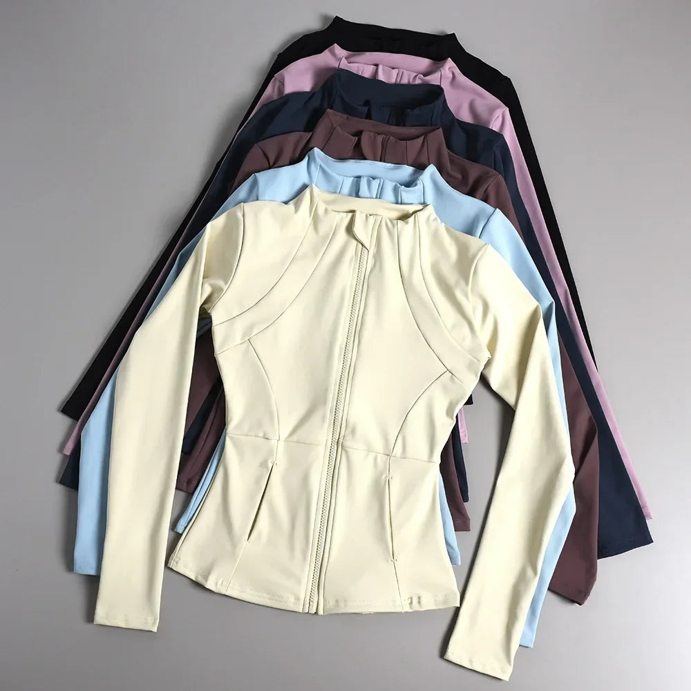 2025 New Sports Coat Women's Shirt Yoga Slim Long Sleeve Fast Running Thin Pilates Fitness Suit Top Clothing