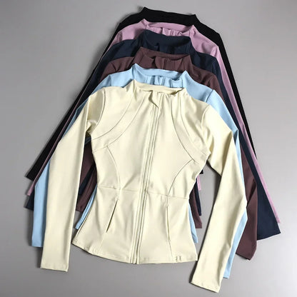 2025 New Sports Coat Women's Shirt Yoga Slim Long Sleeve Fast Running Thin Pilates Fitness Suit Top Clothing