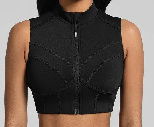 Zipper Sports Underwear Removable Chest Pad Gathering Breathable I-shaped Vest Fitness Running Outside Yoga Bra Gym Leggings