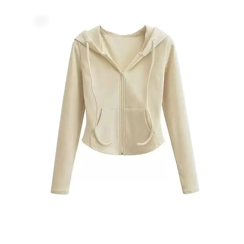 Spicy Girl Style Hooded Cardigan Cropped Zip-Up Jacket Women Autumn Slim Long Sleeve Sweatshirts Female Streetwear Sport Hoodies