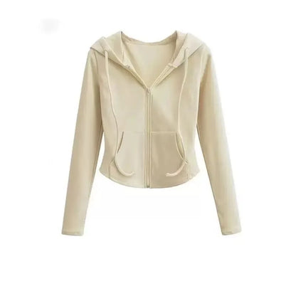 Spicy Girl Style Hooded Cardigan Cropped Zip-Up Jacket Women Autumn Slim Long Sleeve Sweatshirts Female Streetwear Sport Hoodies