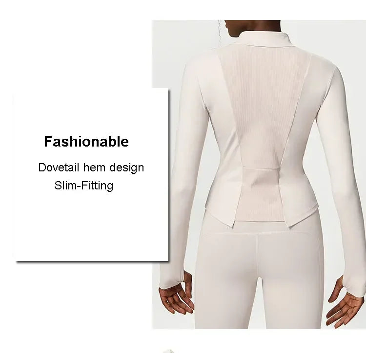 Women's Yoga Shirt Long sleeve close-fitting Sports running top Jacket with thumb hole Sports Workout Coat Sweatshirt