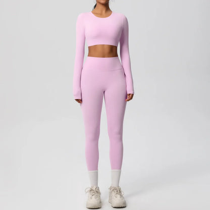 Yoga Suit Women Leggings with Pocketed Quick-Drying Gym Set Women Tracksuit Running Workout Short Sleeves Sports Yoga Clothing