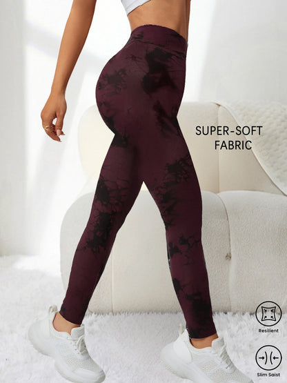 Women's Super Soft High Waisted Tie Dye Leggings, Fabric with Push Up Design for Yoga Running Gym Workout Fitness