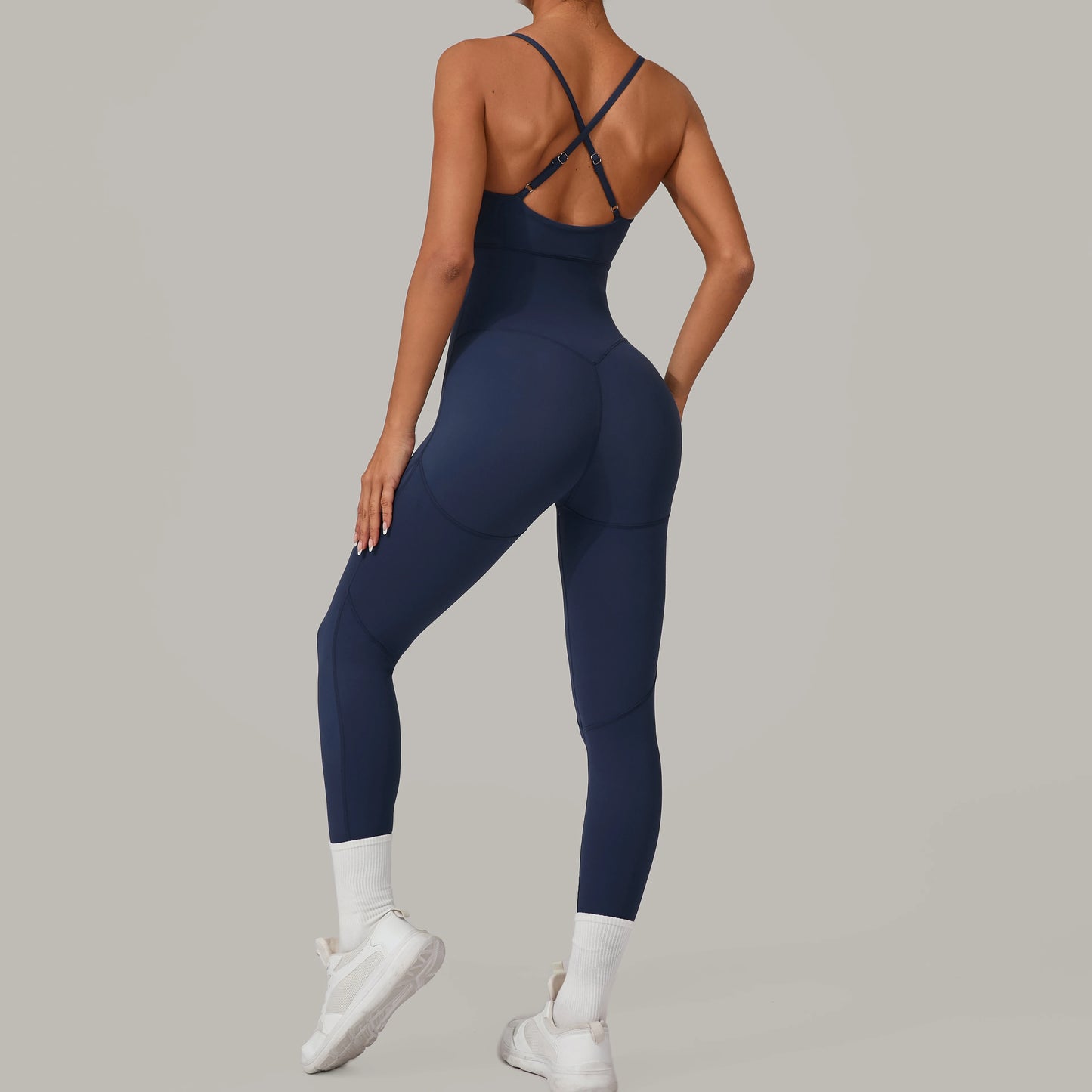 Solid Yoga Jumpsuit One Piece Outfit Fitness Bodysuit Workout Clothes for Women Sportwear Women Buttock lifting Set Activewear