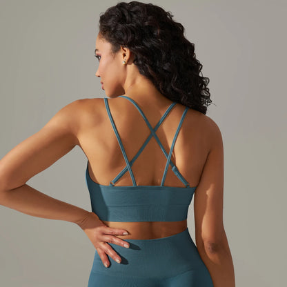 Women Sports Bra Sexy Yoga Bra Fitness Top for Gym Cross Straps Camisole Bra Seamless Workout Running Women Bra Yoga Clothing