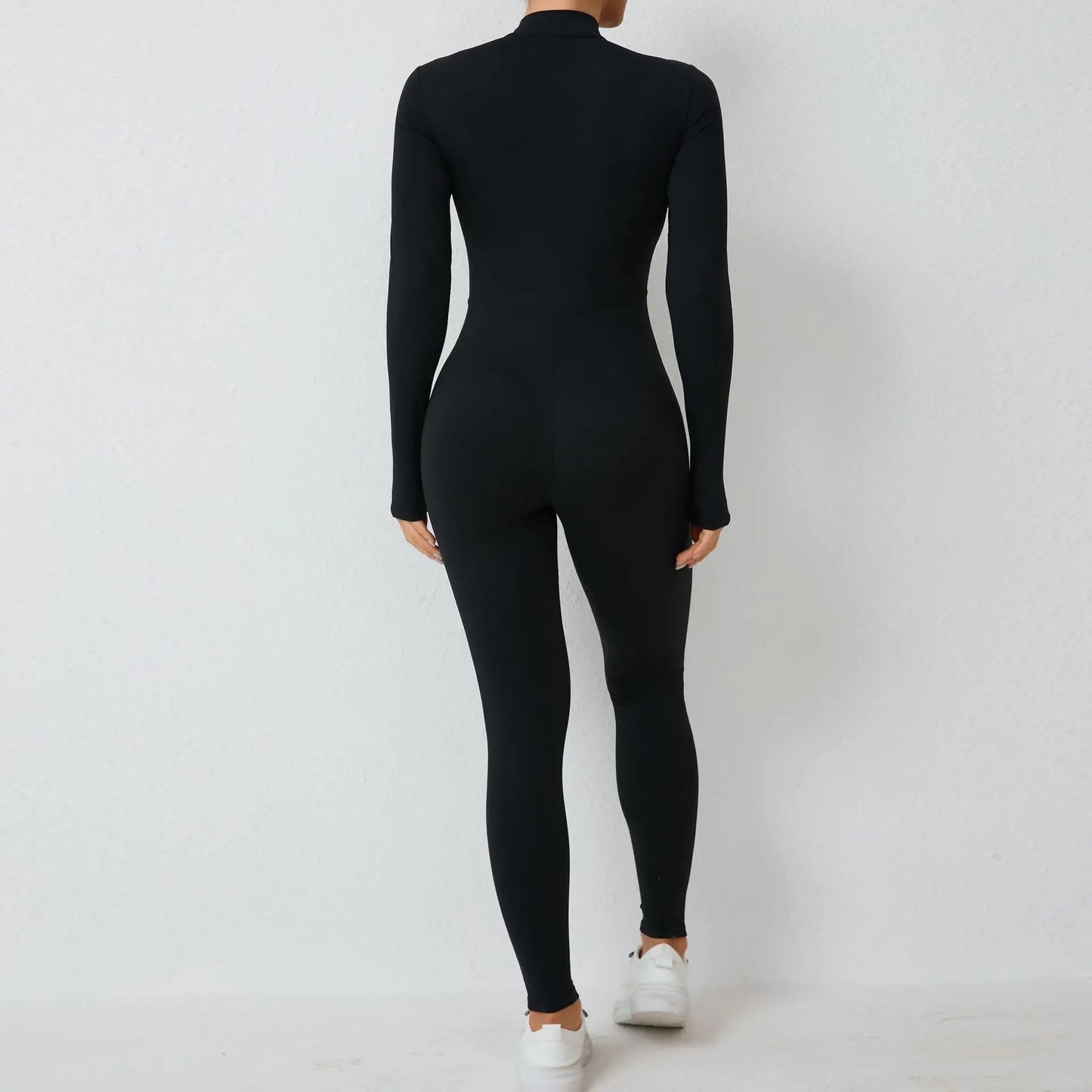 New Nylon Pad Zipper Women Tracksuit Yoga Set One Piece Jumpsuit Workout Scrunch Legging Rompers Sport Gym Active Suit Exercise