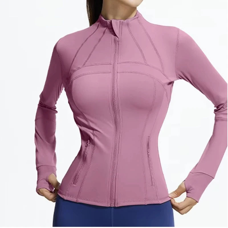 Aiithuug Women Full Zip Up Running Jackets Sports Jackets Quick Dry Zipper Pocket Workout Jacket Yoga Jackets Gym Jacket Traning
