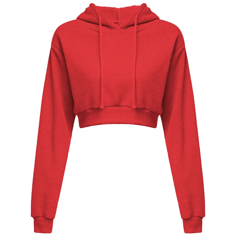 New Fashion Women Hoodie Sweatshirt Short Top Coat Sport Pullover Hooded Tops Female Autumn Winter Clothes Crop Top Hoodie