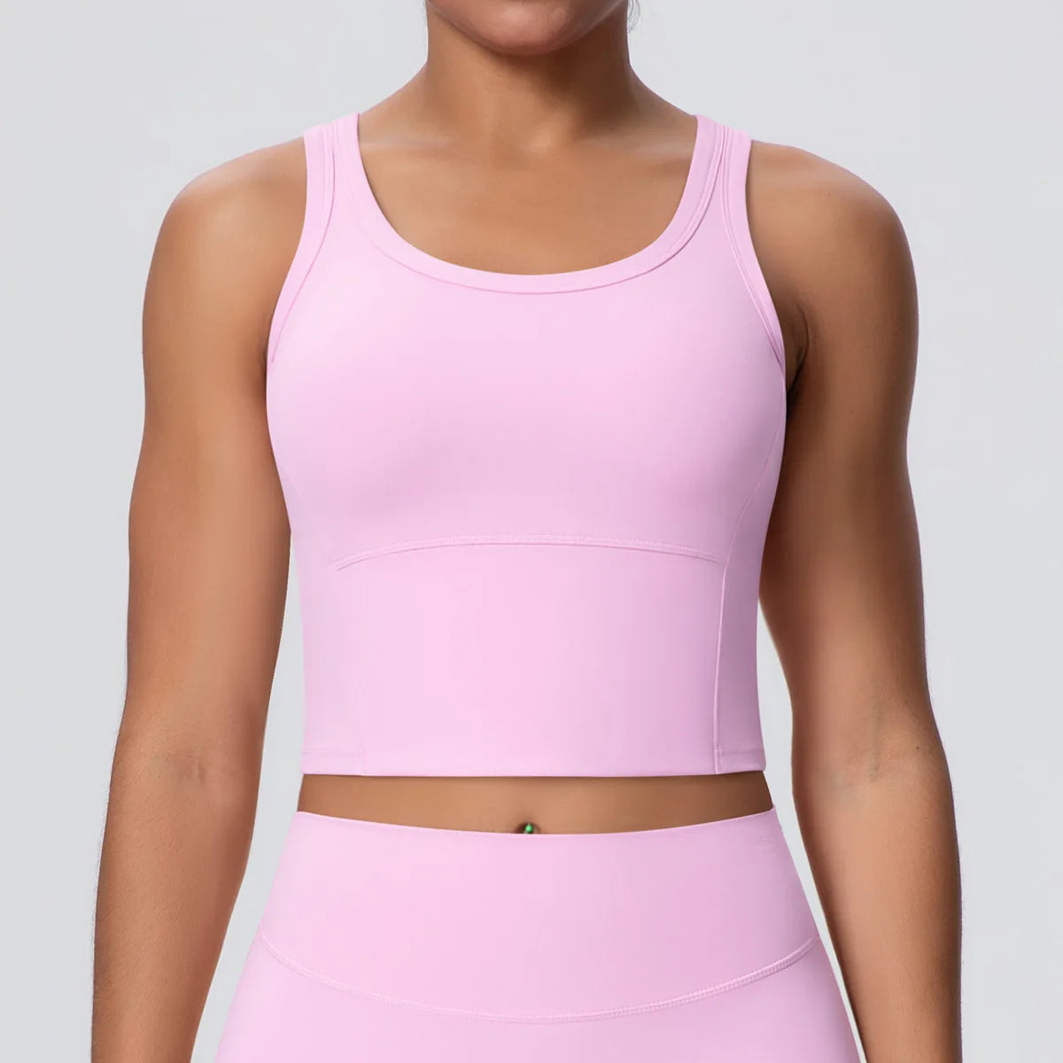1 Piece Woman's Gather Naked Feel Workout Top Yoga Vest for Summer Gym Fitness Running Shockproof Yoga Underwear with Chest Pad