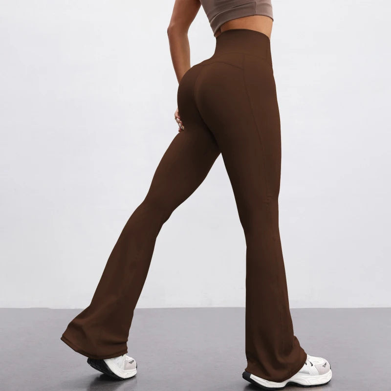 SVEIC Yoga Pants Flare Leggings Sports Fitness High Waisted Leggings Workout Tights Trousers Running Training Gym Woman Clothing