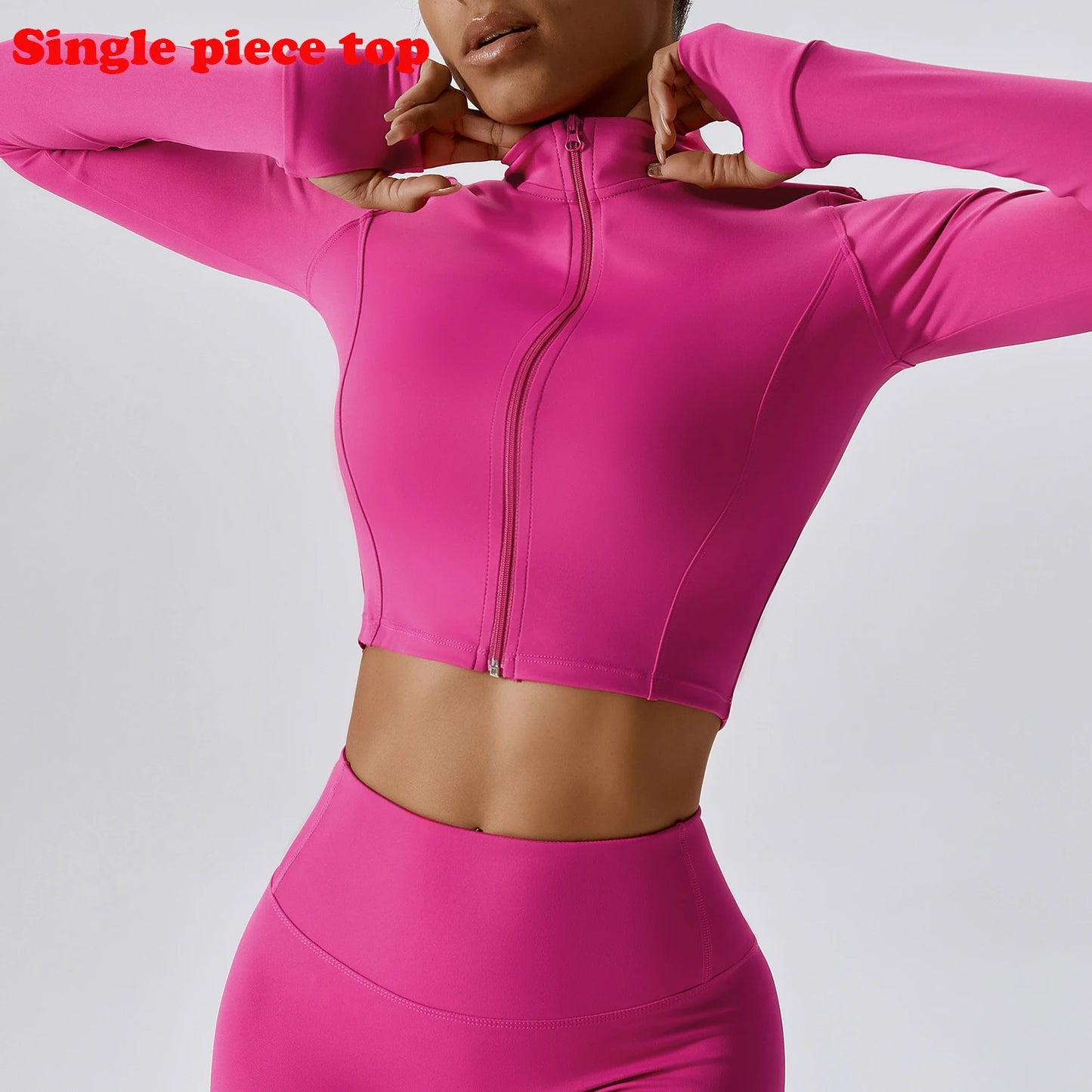 Sports Jacket Women's Zipper Long-Sleeved Stand-up Jacket Quick-Drying Training Yoga Clothes Summer Breathable Top Gym Fitness