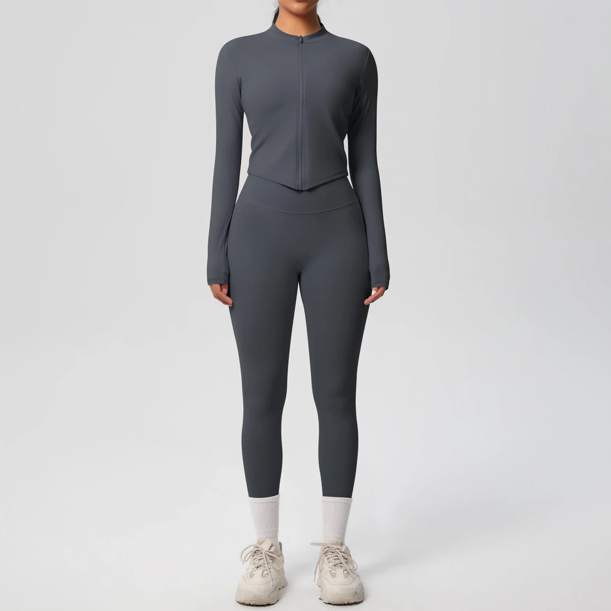2PCS Yoga Suit Women Gym Set Sports Set Women Tracksuit Running Zipper Workout Sportswear Long Sleeve Sports Shirt Yoga Clothing