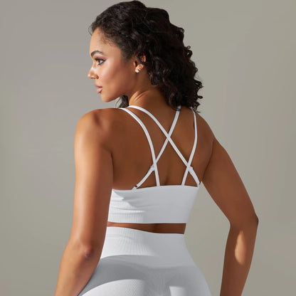 Women Sports Bra Sexy Yoga Bra Fitness Top for Gym Cross Straps Camisole Bra Seamless Workout Running Women Bra Yoga Clothing