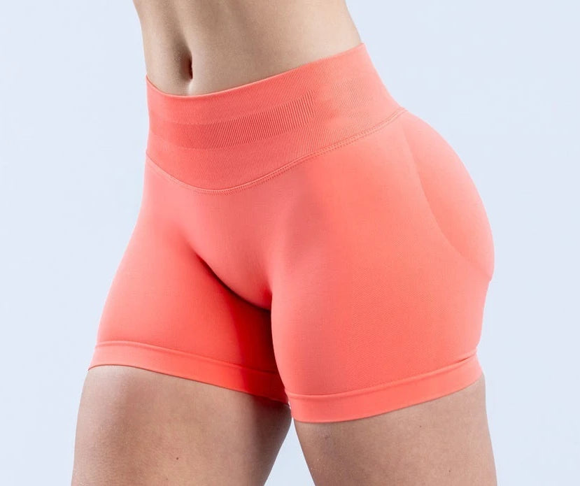 Workout Scrunch Butt Seamless Leggings Gym Shorts Women Fitness Sports Biker Shorts 4.5" Low Ribbed Band Yoga Shorts Impact