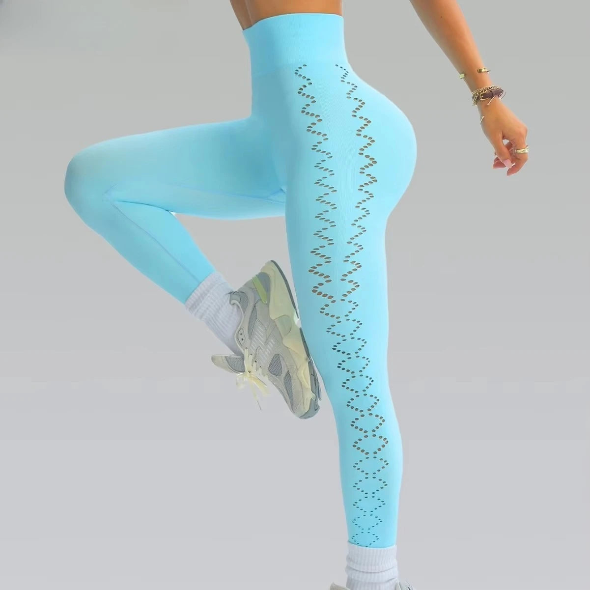Women High Waist Running Yoga Leggings Gym Hollow Out Fitness Sports Tightening Pants Workout Leggings for Running & Cycling