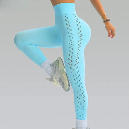 Women High Waist Running Yoga Leggings Gym Hollow Out Fitness Sports Tightening Pants Workout Leggings for Running & Cycling