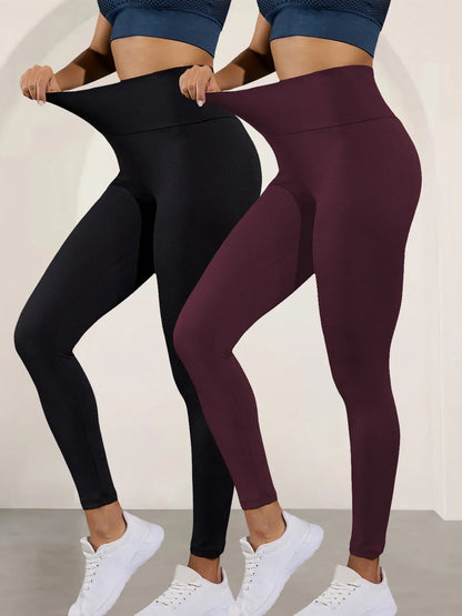 2 Pack Women's Super Soft Leggings High Waisted Tummy Control No See Through Workout Yoga Running Athletic Push Up Gym  Leggings