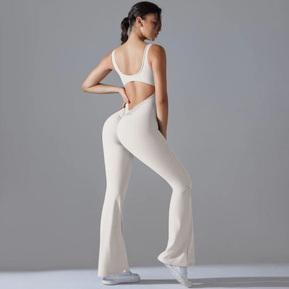 Sexy Back V Jumpsuit Gym Set Women Training Yoga Suit Sportswear Women Sports Jumpsuit Fitness Rompers Stretch Workout Bodysuits
