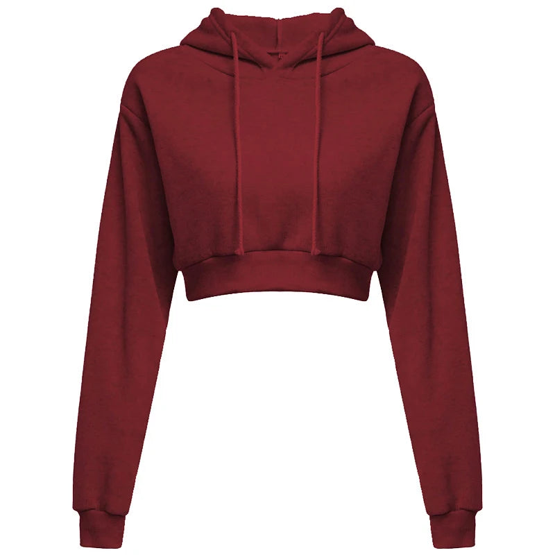 New Fashion Women Hoodie Sweatshirt Short Top Coat Sport Pullover Hooded Tops Female Autumn Winter Clothes Crop Top Hoodie