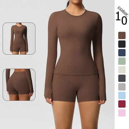 Yoga Suit Women Leggings with Pocketed Quick-Drying Gym Set Women Tracksuit Running Workout Short Sleeves Sports Yoga Clothing