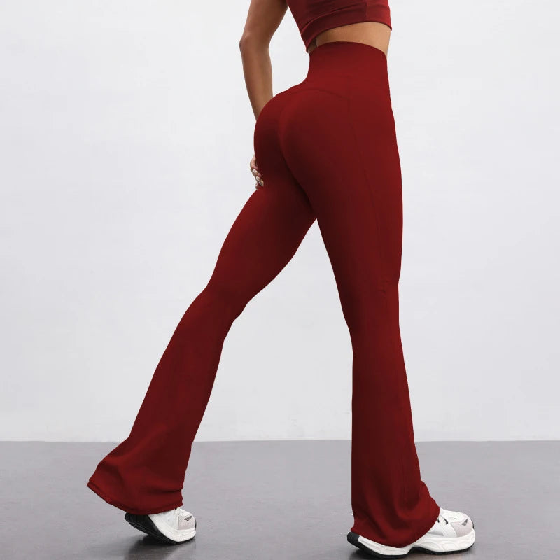 SVEIC Yoga Pants Flare Leggings Sports Fitness High Waisted Leggings Workout Tights Trousers Running Training Gym Woman Clothing