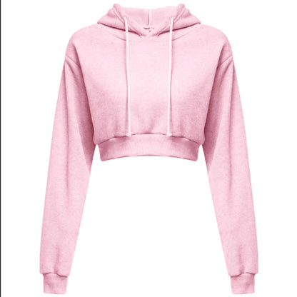 New Fashion Women Hoodie Sweatshirt Short Top Coat Sport Pullover Hooded Tops Female Autumn Winter Clothes Crop Top Hoodie
