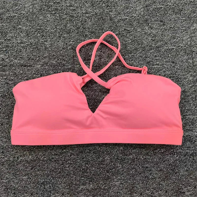 TRY TO BN Fitness Yoga Sports Bras Underwear Cross Beautiful Back Shockproof Vest Athletic Sportswear Tops Running Gym Women New