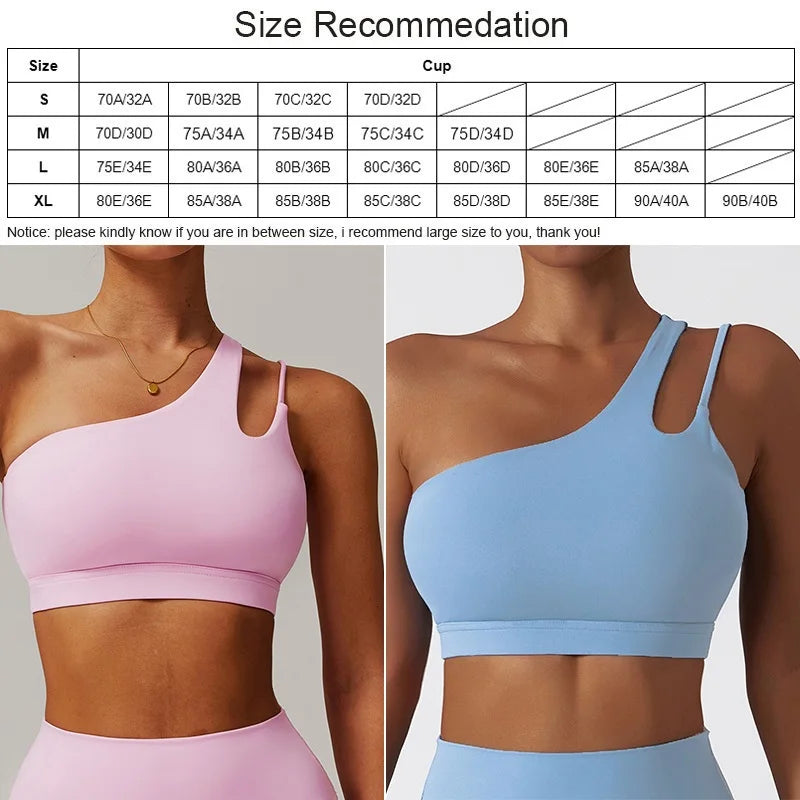 Cloud Hide Sexy One Shoulder Sports Bra for Women Fitness Yoga Crop Top Ladies Running Underwear Workout Gym Shirt Sportswear