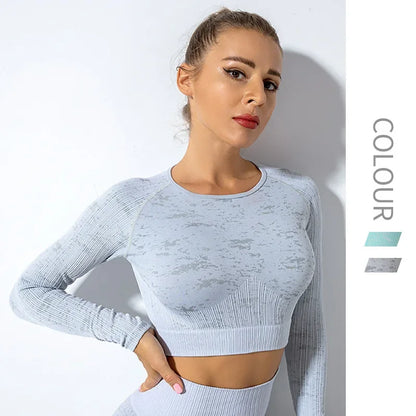 Long Sleeve Crop Gym Shirts for Women Workout Yoga Tops t shirt women clothing tshirt crop top