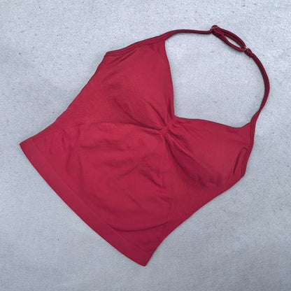 Adjustable Strappy Gym Top Backless Gym Clothes Women Scrunch Bra Removable Cups Yoga Tank Workout Outfits Tops Sports Vest 2025