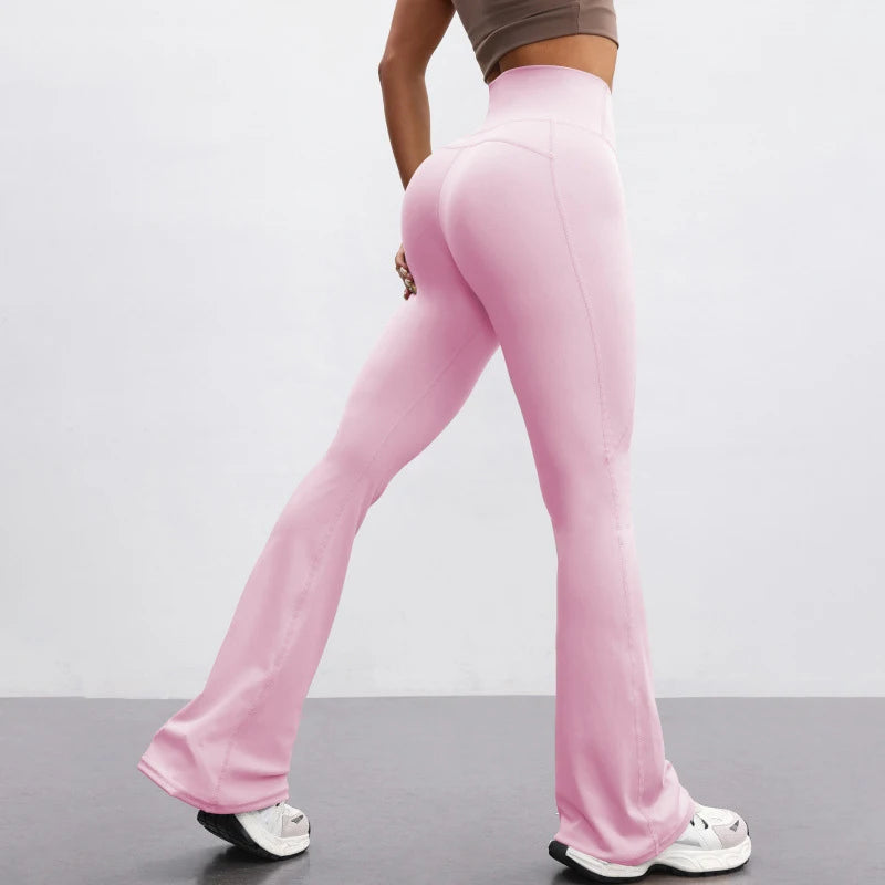 SVEIC Yoga Pants Flare Leggings Sports Fitness High Waisted Leggings Workout Tights Trousers Running Training Gym Woman Clothing