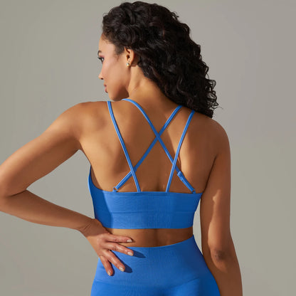 Women Sports Bra Sexy Yoga Bra Fitness Top for Gym Cross Straps Camisole Bra Seamless Workout Running Women Bra Yoga Clothing