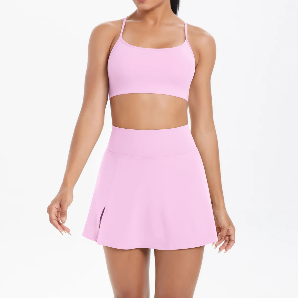 2PCS Sportswear Yoga Set Gym Clothes For Women Tracksuits Sports skirt Crossover Bra Gym Yoga Suits