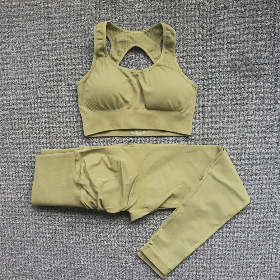 2PCS XL Seamless Women Fitness Arise Epic Yoga Sets High Waist Gym Scrunch Leggings Sports Bra Workout Active Wear Suits XP228