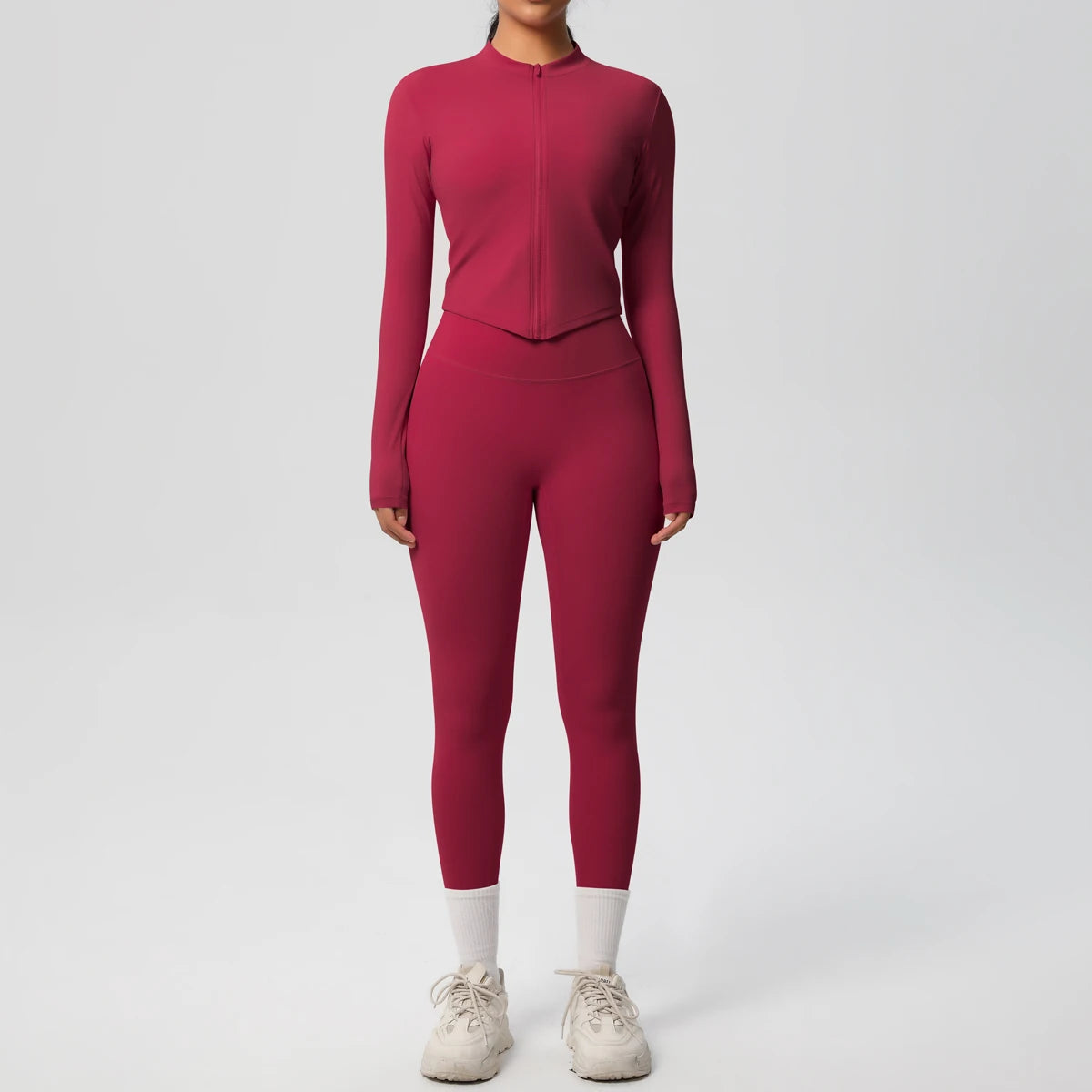 2PCS Yoga Suit Women Gym Set Sports Set Women Tracksuit Running Zipper Workout Sportswear Long Sleeve Sports Shirt Yoga Clothing