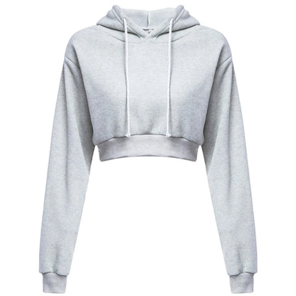 New Fashion Women Hoodie Sweatshirt Short Top Coat Sport Pullover Hooded Tops Female Autumn Winter Clothes Crop Top Hoodie