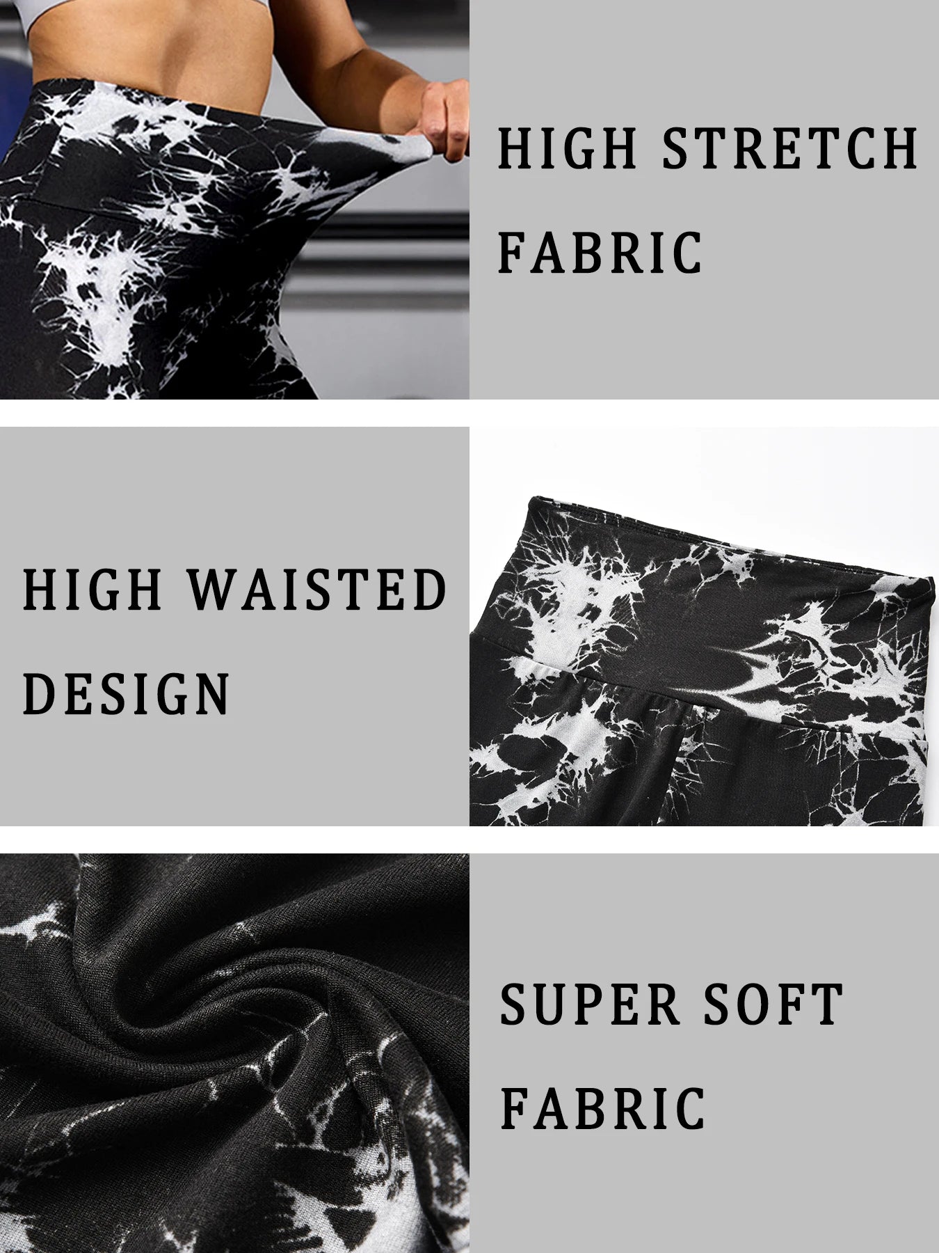 Women's Super Soft High Waisted Tie Dye Leggings, Fabric with Push Up Design for Yoga Running Gym Workout Fitness