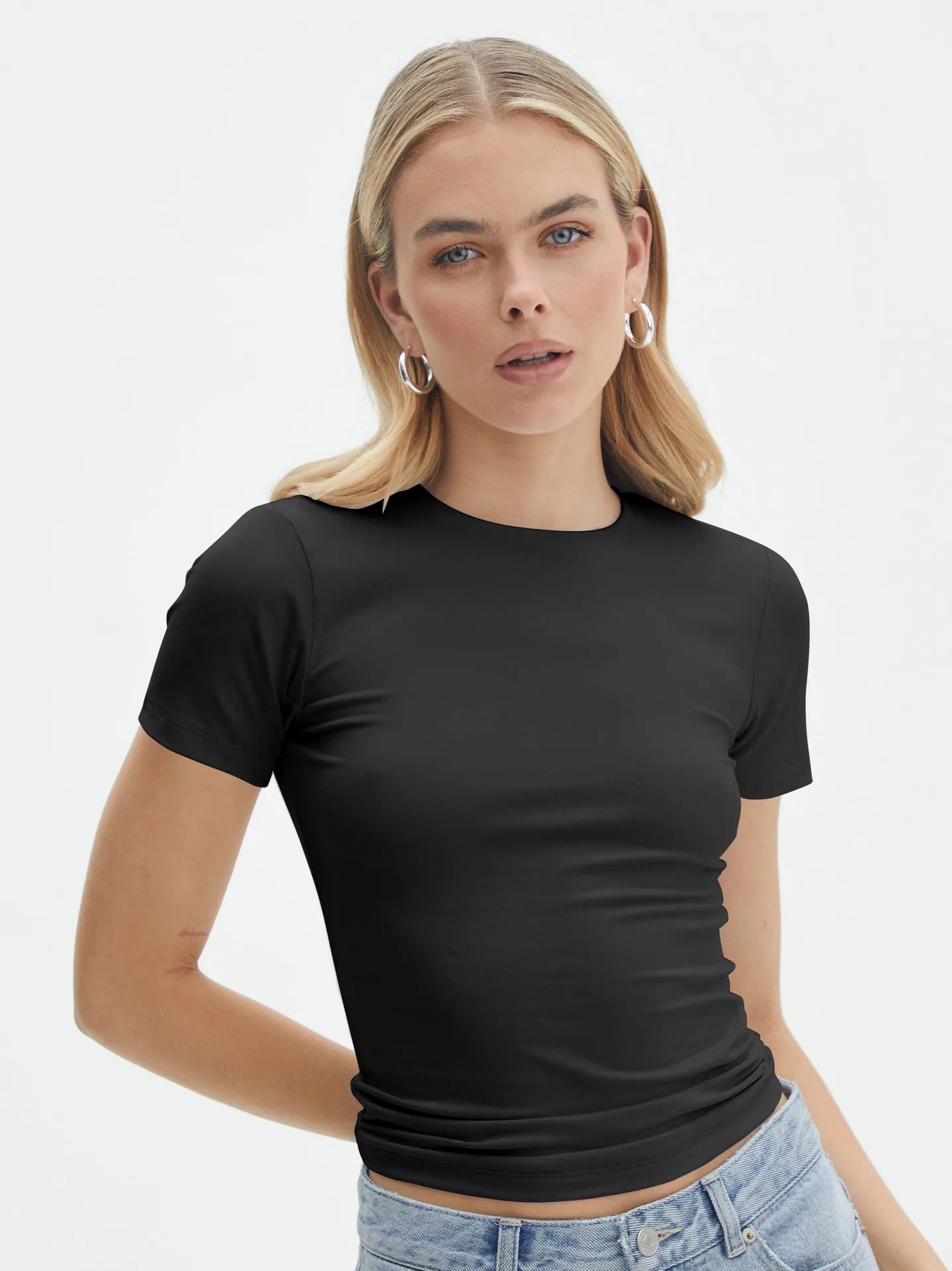 Womens Basic T Shirts Summer Tops Short Sleeve Crew Neck Slim Fit Tee Y2K Going Out Daily Street Date Sports Gym Workout Clothes
