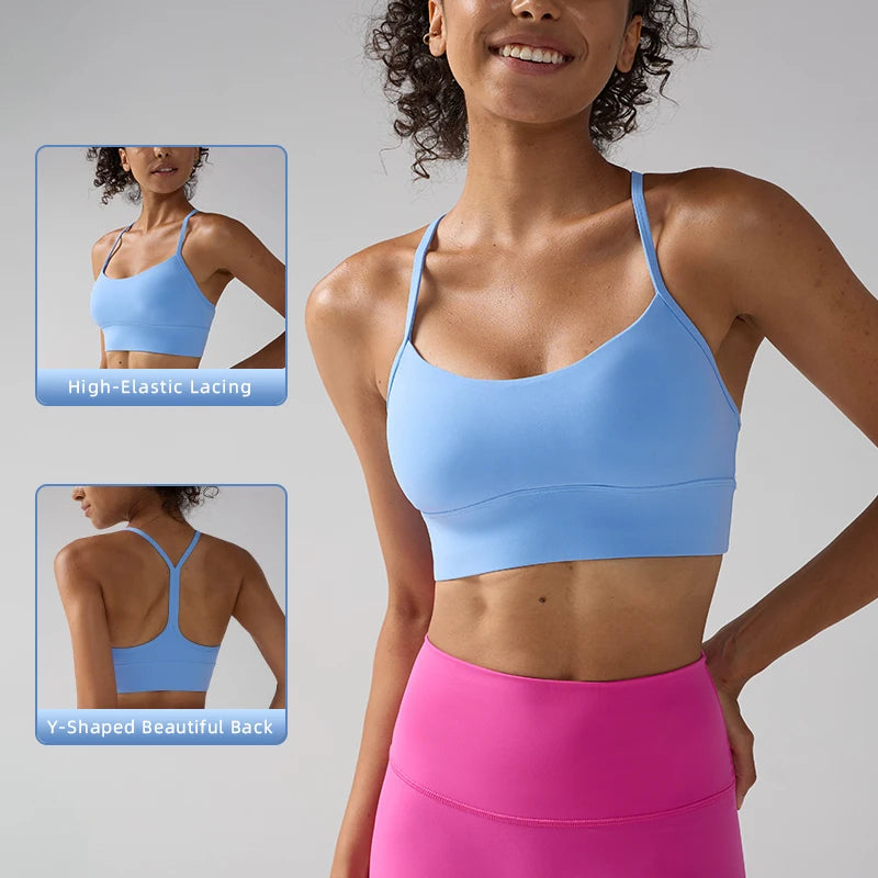 Women's Push-Up Sports Bra Y-Back Fitness Yoga Gym Crop Top Sexy Running Underwear Comfortable Breathable Fitness Top