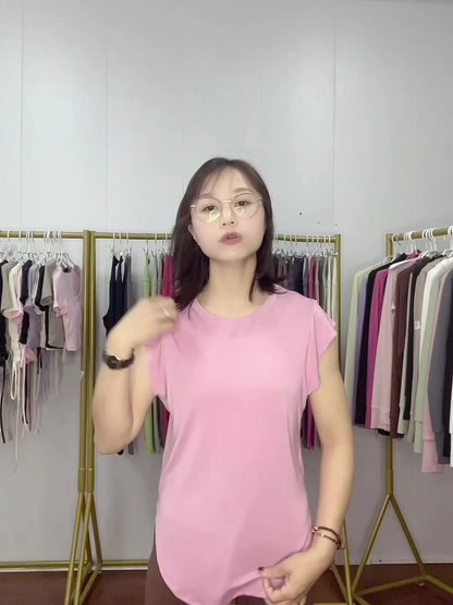 Women's Loose Fit Yoga T-Shirt - Breathable Workout Top for Yoga Running Gym Exercise Fashion Casual Short Sleeve Athletic Tee