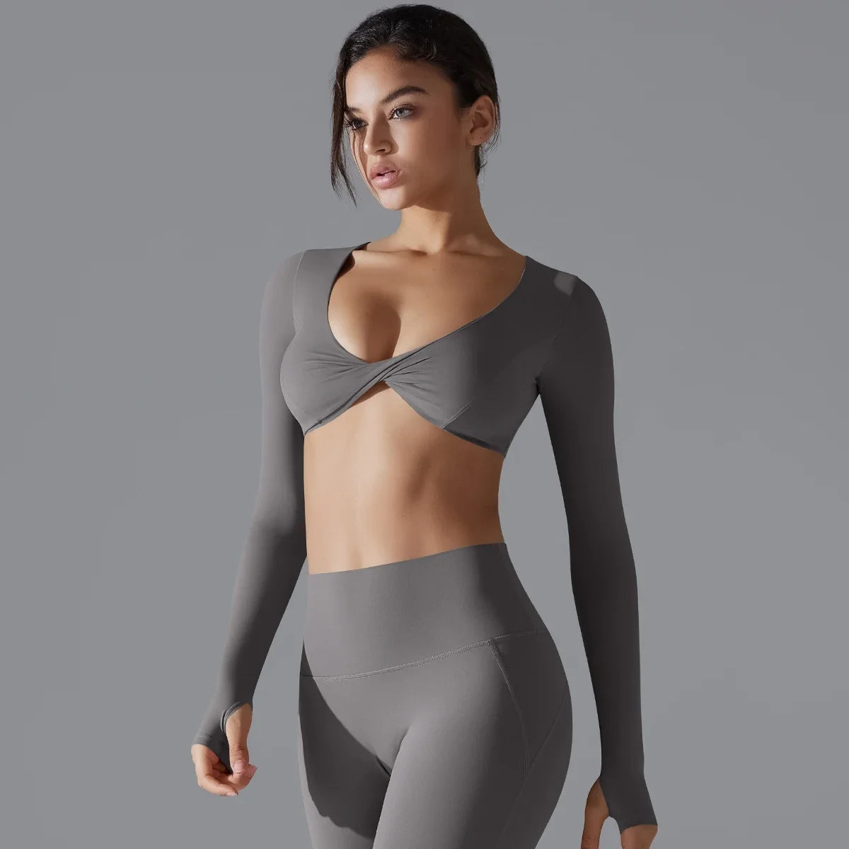 Sexy Cross Long Sleeve Sports Bra Push Up Yoga Crop Top Women Fitness Gym Workout Tops Women Brassiere Sport Female Clothing