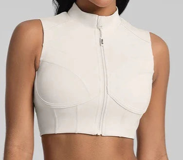 Zipper Sports Underwear Removable Chest Pad Gathering Breathable I-shaped Vest Fitness Running Outside Yoga Bra Gym Leggings